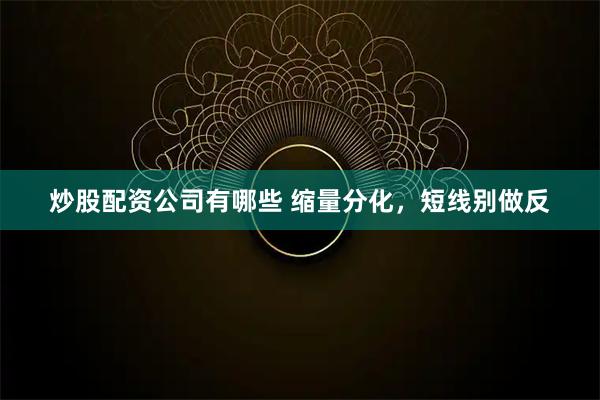 炒股配资公司有哪些 缩量分化，短线别做反