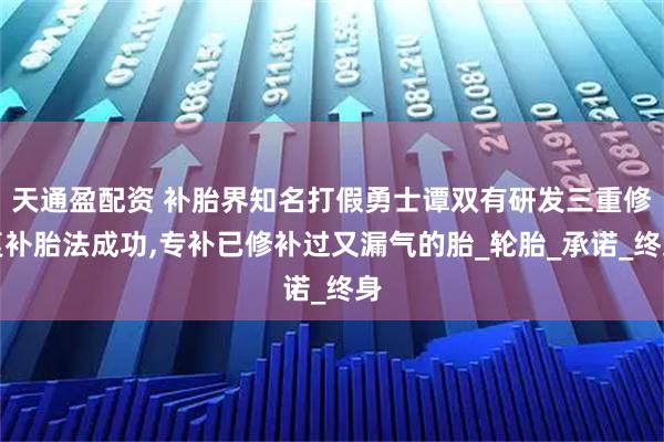 天通盈配资 补胎界知名打假勇士谭双有研发三重修复补胎法成功,专补已修补过又漏气的胎_轮胎_承诺_终身
