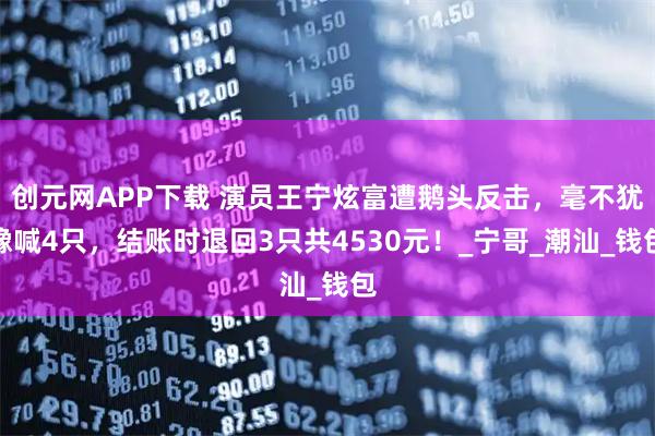 创元网APP下载 演员王宁炫富遭鹅头反击，毫不犹豫喊4只，结账时退回3只共4530元！_宁哥_潮汕_钱包